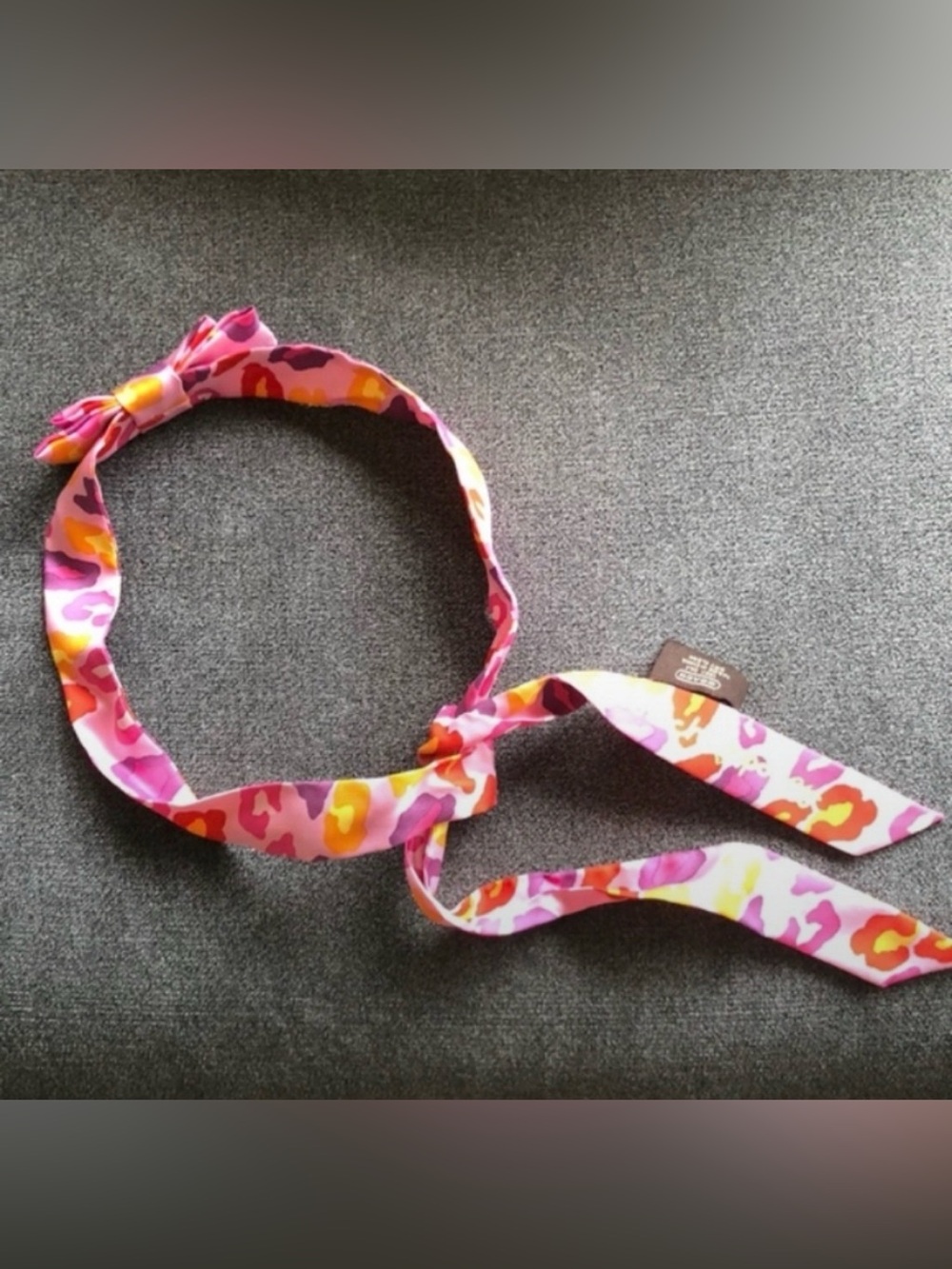 Coach Poppy Pink Multi Leopard-Print Slim Scarf/Twilly - Like New!